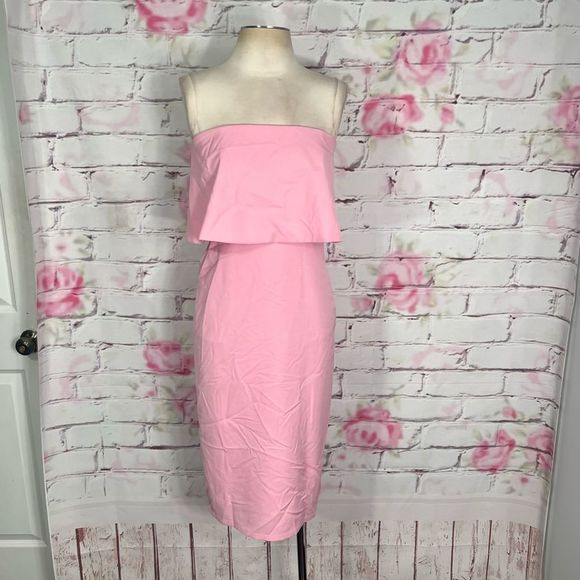 Lulu’s Lots of Love Light Pink Strapless Midi strapless flounce Dress - Picture 5 of 14